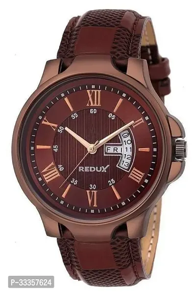 Stylish Leather Brown Analog Watch For Men-thumb0