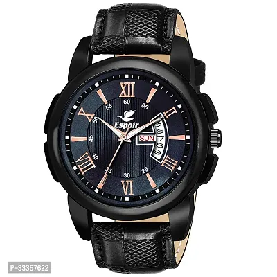 Stylish Leather Black Analog Watch For Men-thumb0