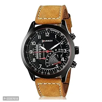 Stylish Leather Black Analog Watch For Men-thumb0