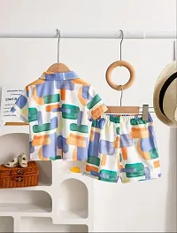 Fabulous Multicoloured Linen Printed Shirts with Shorts For Boys-thumb3