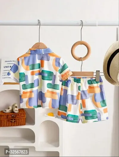 Fabulous Multicoloured Linen Printed Shirts with Shorts For Boys-thumb4