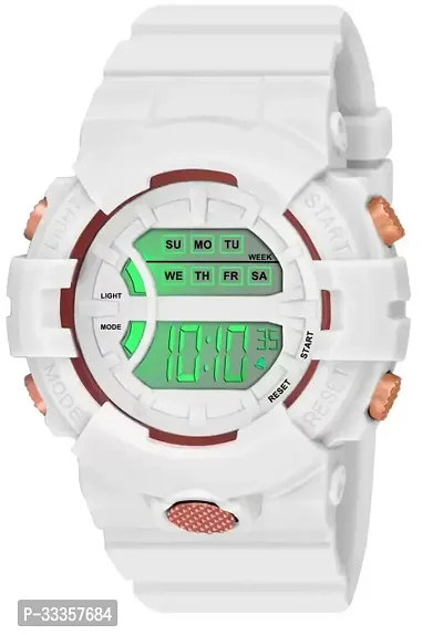 Stylish Plastic White Digital Watch For Men-thumb0