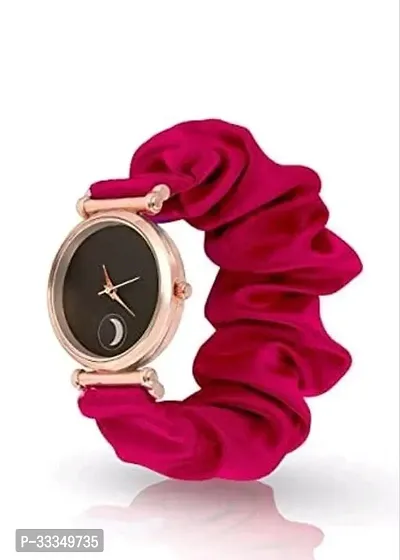 Stylish Pink Fabric Analog Watch For Women-thumb0