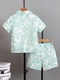 Fabulous Turquoise Cotton Printed Shirts with Shorts For Boys-thumb3