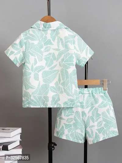 Fabulous Turquoise Cotton Printed Shirts with Shorts For Boys-thumb4