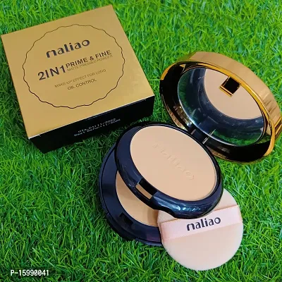 Maliao Oil Control 2 in 1 Prime  Fine Matte Pressed Powder Compact - Velvety Natural Look, Soft Focus Effect, Undetectable Finish