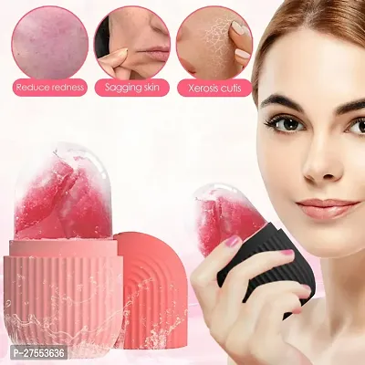 Ice roller for face- women skin glowing ice cube massager-Face Puffiness Relief Massage Skin Care Tools for face eye Reusable Massage Silicone Ice Mold (Pink)