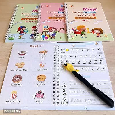 Kids Magic Practice Copybooks ( 4  Subject Book's 10 Refill Ink rods ) Leaning and improving Writing skills For Children-thumb0