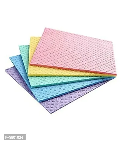 Sponge Wipe Washable Sponge Wipe with Absorbent Biodegradable Cellulose Material  Pack of 5  Multicolor-thumb0