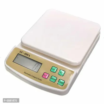 Electronic Digital Plastic SF400A Kitchen Weighing Scale 10 kg Weight Measure for Spices Vegetable Liquids  White-thumb0
