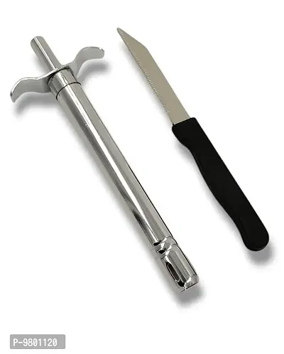 Stainless Steel Regular Gas Lighter with Knife Set  for Kitchen Tool  Pack of 2