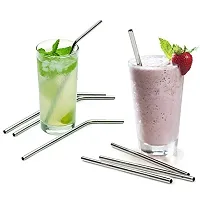 Reusable BPA-Free Metal Thick Long Dishwasher Safe Steel Straws Cleaning Brushes  Set of 5  Silver-thumb3