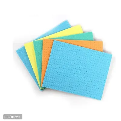 Home Cleaning  Table Tops  Glass All Surface Sponge Cloth 100% Biodegradable  Pack of 5  Multicolor