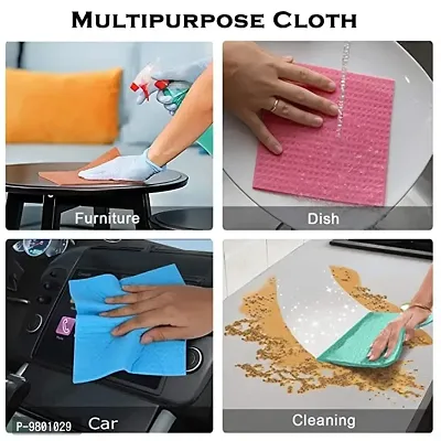 Home Cleaning  Table Tops  Glass All Surface Sponge Cloth 100% Biodegradable  Pack of 5  Multicolor-thumb3