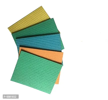 Sponge Wipe with Super absorbant Biodegradable Cellulose Use for Kitchen  Pack of 5  Multicolor