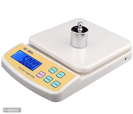 New SF400A Portable Electronic Digital Kitchen Weight Scale Machine With Backlight LCD Display For food Measuring  Pack of 1  White-thumb0