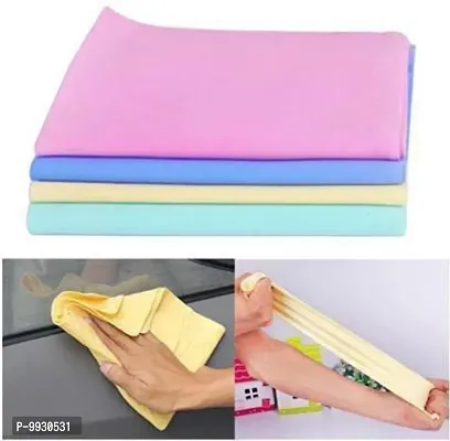 Designer Microfiber Reusable Magic Towel Water Absorbent For Home Kitchen Cleaning- 4 Pieces-thumb0