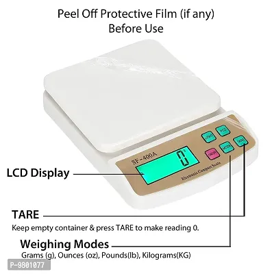 Weighing Scale Multipurpose Portable Electronic Digital Kitchen Weight Machine with Backlight Display SF400A  White-thumb2