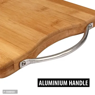Bamboo Wood Rectangular Cutting Chopping Board Pad with Handle Dishwasher Chopping Board  pack of 1-thumb3