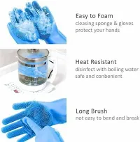Silicone Reusable Gloves for Dishwashing, Kitchen Cleaning, Utensil Scrubber, Car Washing, Bathroom Cleaner, Pet Grooming (1 Pair) Wet and Dry Glove (Free Size)-thumb3