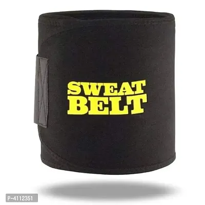 Sweat Waist Trimmer Fat Burner Belly Tummy Yoga Wrap Black Exercise Body Slimming Belt(Pack of 1)-thumb0