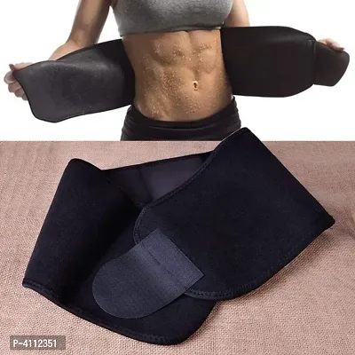 Sweat Waist Trimmer Fat Burner Belly Tummy Yoga Wrap Black Exercise Body Slimming Belt(Pack of 1)-thumb3