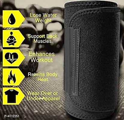 Sweat Waist Trimmer Fat Burner Belly Tummy Yoga Wrap Black Exercise Body Slimming Belt(Pack of 1)-thumb2
