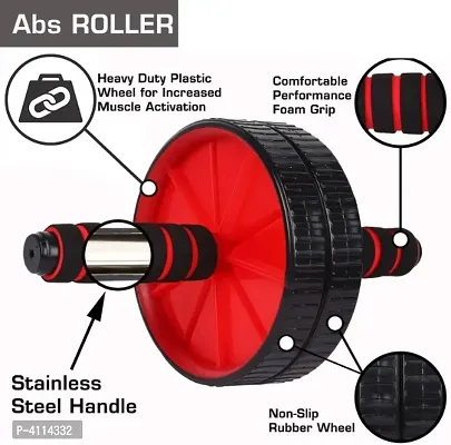 Abdominal Exercise Ab Roller with Foam Handles, Great Grip, Double Wheels, Home and Gym Training Equipment Color May Vary(Pack of 1)-thumb2