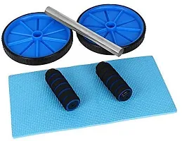 Abdominal Exercise Ab Roller with Foam Handles, Double Wheels, with Knee Mat for Home and Gym Training Equipment(Colour May Vary)(Pack of 1)-thumb3