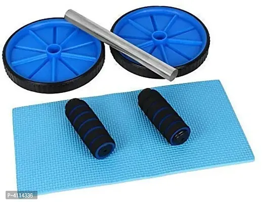 Abdominal Exercise Ab Roller with Foam Handles, Double Wheels, with Knee Mat for Home and Gym Training Equipment(Colour May Vary)(Pack of 1)-thumb4