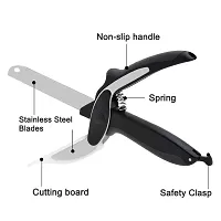 Steel Smart Clever Cutter Kitchen Knife Food Chopper and In Built Mini Chopping Board with Locking Hinge; with Spring Action; Stainless Steel Blade (Black)(Pack of 1)-thumb3