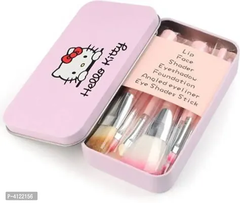 Hello Kitty High Quality MakeUp Brushes With Pink Tin Box  (Pack of 7)-thumb0