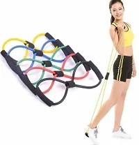 Soft Latex Figure 8 Yoga Fitness Workout Toning Resistance Tube Exercise Band(color may vary, pack of 1)-thumb1