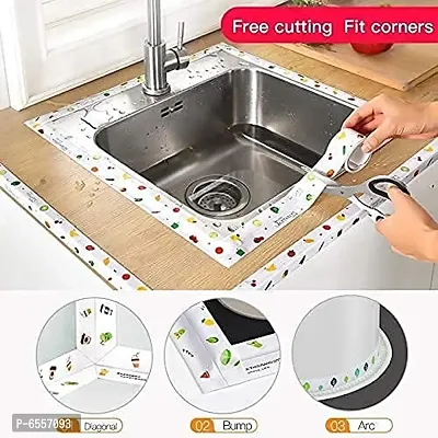 Waterproof Tape for Kitchen Sink Oil Proof Caulk Tape Strip Self Adhesive Bathroom Corner Caulking Sealing Tape Gap Sealer Waterproof Tape for Platform Basin Toilet 3.2m*3.8cm (Multi Print)-thumb3