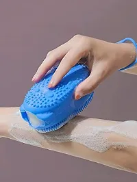 Exfoliating Back Scrubber for Shower loofah Silicone Scrubber Belt Removes Bath Towel Waterproof Easy Foot Cleaner,silicon bath body brush with shampoo dispenser(Multicolor,1pcs)-thumb1