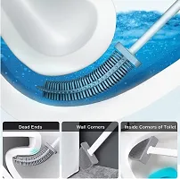 Silicone Toilet Brush with Holder Slim Flex Toilet Brush Anti-drip Set Toilet Bowl Cleaner Brush, No-Slip Long Handle Soft Silicone Bristle (Multicolor)-thumb4