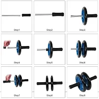 Anti Skid Double Wheel Total Body AB Roller Exerciser for Abdominal Stomach Exercise Training with Knee Mat Steel Handle (Assorted, 1 Unit)-thumb2