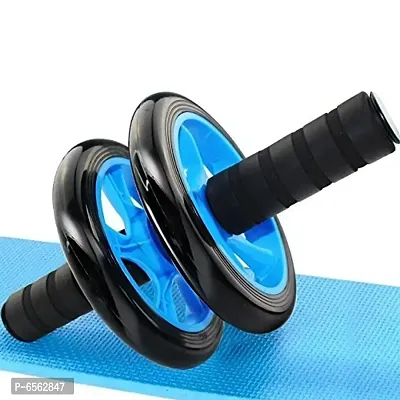 Anti Skid Double Wheel Total Body AB Roller Exerciser for Abdominal Stomach Exercise Training with Knee Mat Steel Handle, Roller for Exercise, Excersice Roller (Multicolor)-thumb0