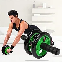 Anti Skid Double Wheel Total Body AB Roller Exerciser for Abdominal Stomach Exercise Training with Knee Mat Steel Handle, Roller for Exercise, Excersice Roller (Multicolor)-thumb1