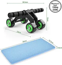 Anti Skid Four Wheel Total Body AB Roller Exerciser for Abdominal Stomach Exercise Training with Knee Mat Steel Handle for Unisex (Color May Vary)-thumb3