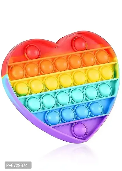 Pop It Fidget Toy Pop it Bubble Sensory Fidget Toy Autism Special Needs Stress Reliever Tie Dye Rainbow (Heart Rainbow- Pack of 1))-thumb0