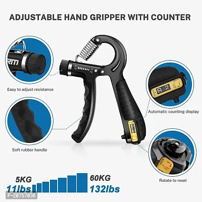 Hand Grip Gym With Counter | Hand Gripper Upto 60 Kg | Hand Grip Strengthener | Adjustable Resistance | Hand Grip Workout | Resistance Workout (Pack of 1, Assorted)-thumb3