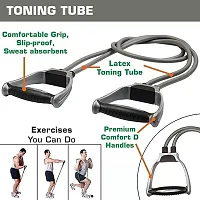 Double Toning Resistance Tube Heavy Quality Exercise Band for Stretching, Full Body Workout Toning with D Shaped Handles for Women  Men-thumb4