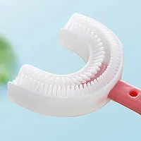 U Shaped Toothbrush Kids, Kids Toothbrushes Soft Silicone Brush Head Whole Mouth Toothbrush with Handle 360 deg; Oral Teeth Cleaning Design for Toddler Toothbrush Pack  Of 1-thumb1