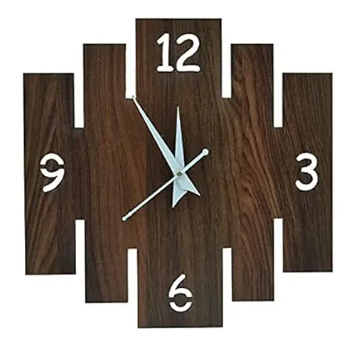 EFINITO Wooden Wall Clock Analog Time Mechanical Premium Wall Watch for Home Living Room Hall Bedroom Kitchen Office Kids Room - Silent Movement Without Frame 32 CM Square