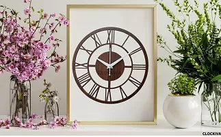 DIVINE SAPPHIRE Wooden Brown Designer Wall Clock-thumb2