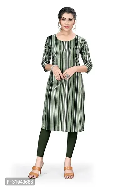 Stylish Green Crepe Solid Kurta For Women-thumb0