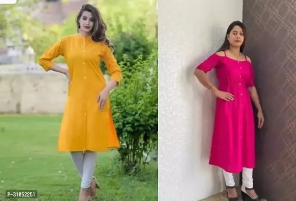 Stylish Multicoloured Rayon Solid Kurta For Women Pack Of 2