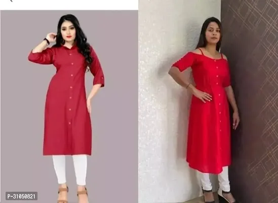 Stylish Multicoloured Rayon Solid Kurta For Women Pack Of 2