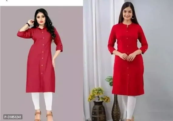 Stylish Maroon Rayon Solid Kurta For Women Pack Of 2